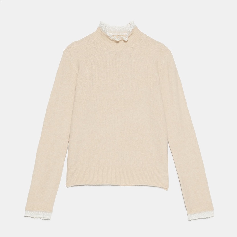 Zara Sweater with Contrast Collar Size L (tight fit)